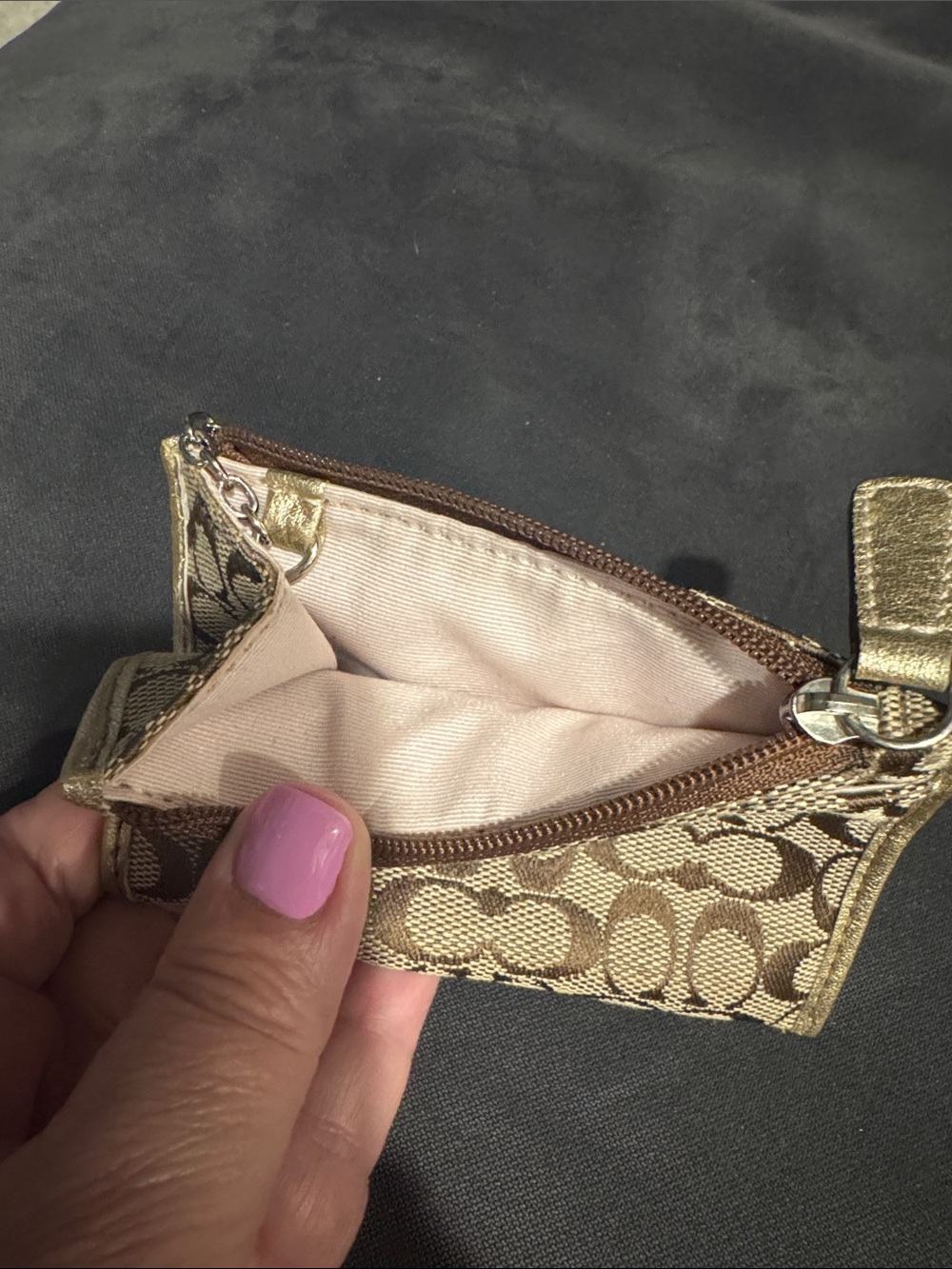 Coach Brown Signature Canvas Card Case with Keyring - excellent condition - Picture 2 of 3